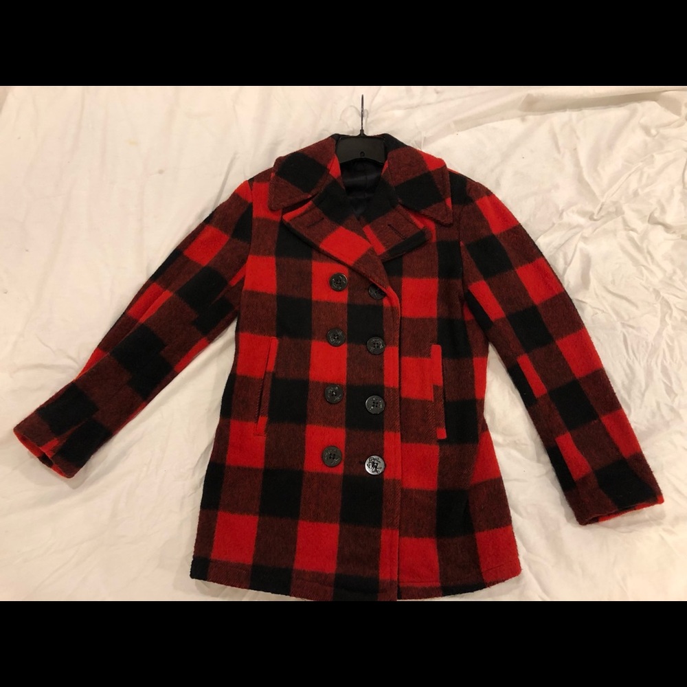 Cooper Buffalo Plaid Red & Black Peacoat Size Medium/Large